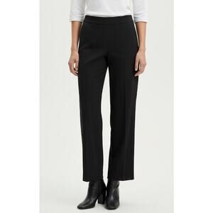 AKRIS Quiet Luxury Tailored Wool Wide Leg Trousers 8 Black Minimalist Career